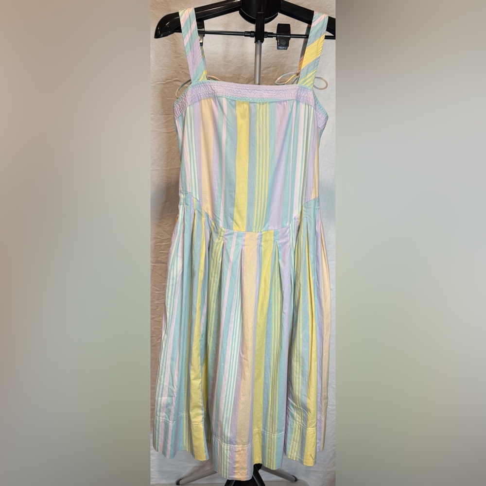 Free People Women’s Primavera Stripe Cotton Midi Dress Pastel Stripes Large NWT